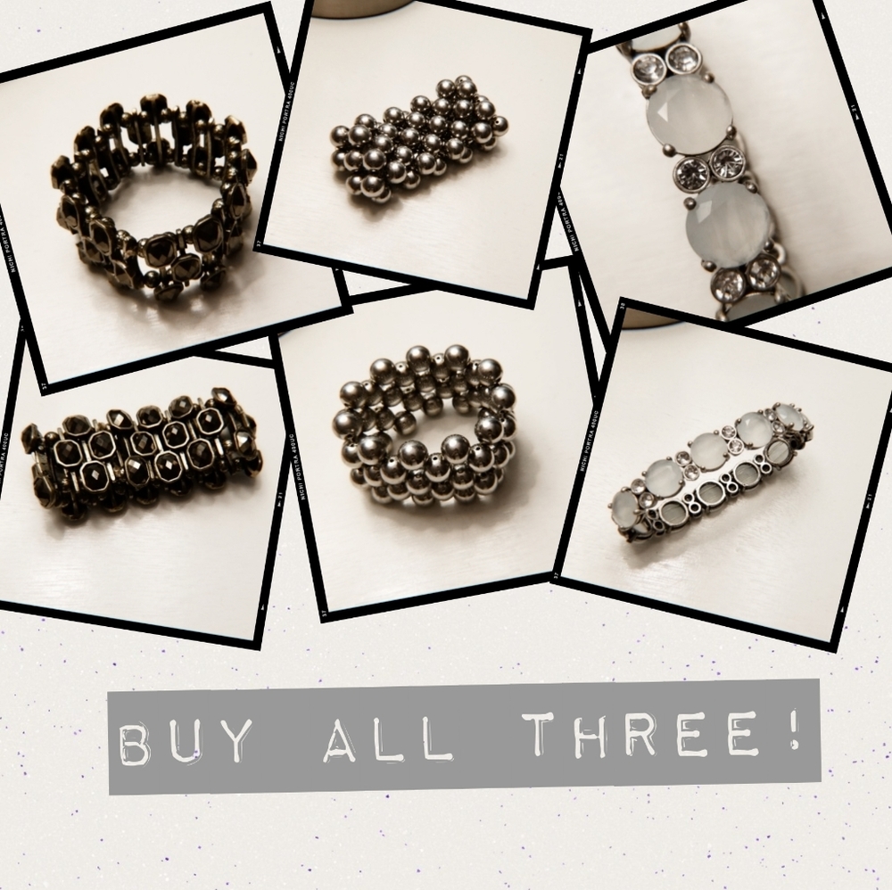 Three costume jewelry bracelets